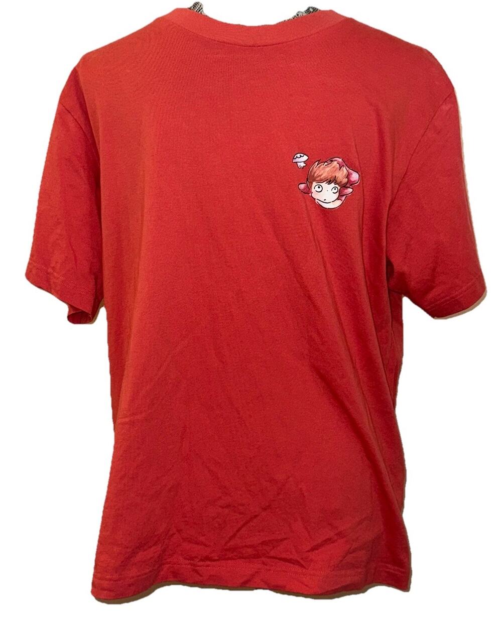 Large Uniqlo X Studio Ghibli Ponyo UT Graphic T Shirt Salmon Red Anime Logo Tee